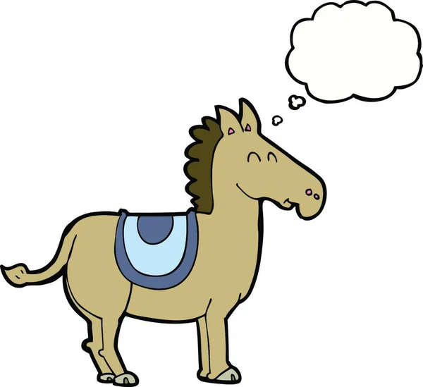 Kartun Keledai Dengan Pikiran Gelembung - Stok Vektor