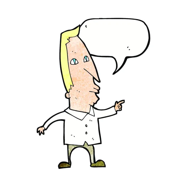 Desenho Animado Apontando Homem Com Bolha Fala — Vetor de Stock