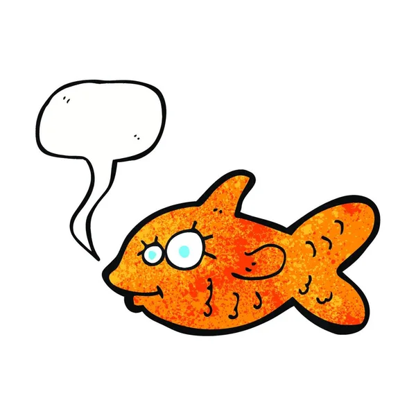 Desenho Animado Feliz Goldfish Com Bolha Fala — Vetor de Stock