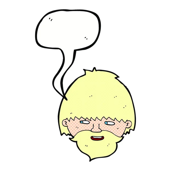 Desenho Animado Barbudo Homem Com Fala Bolha —  Vetores de Stock