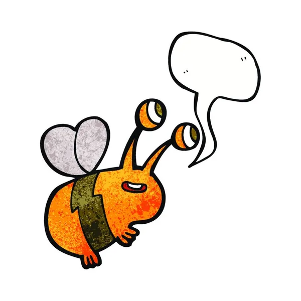 Cartoon Happy Bee Speech Bubble — Stock Vector