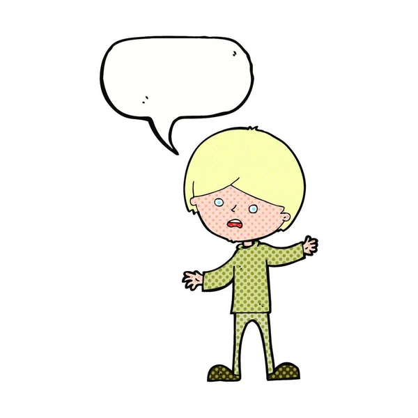Cartoon Unhappy Boy Speech Bubble — Stock Vector