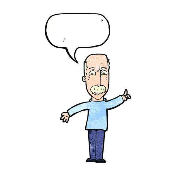 Homem Dos Desenhos Animados Emitindo Aviso Severo Com Bolha Fala — Vetor de Stock