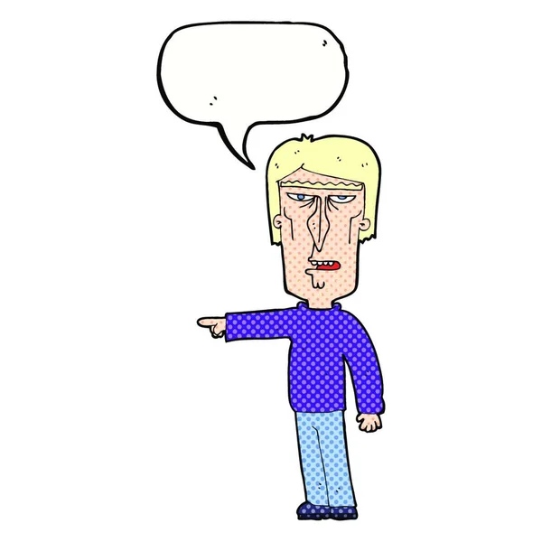 Desenho Animado Apontando Homem Com Bolha Fala —  Vetores de Stock