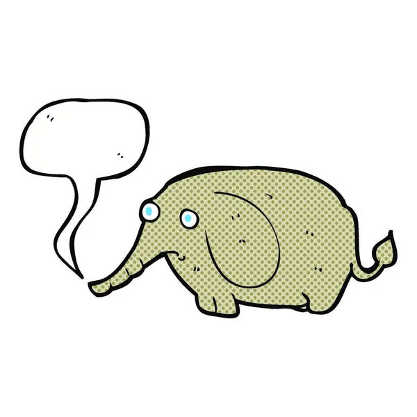 Cartoon Trieste Kleine Olifant Met Spraakzeepbel — Stockvector