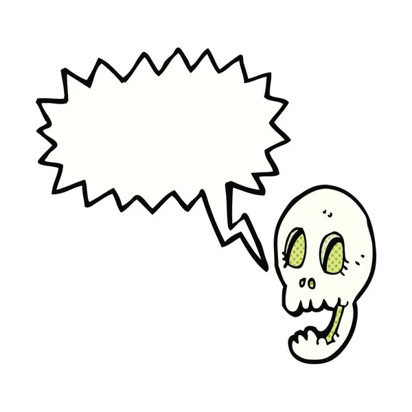 Divertido Cráneo Dibujos Animados Con Burbuja Habla — Archivo Imágenes Vectoriales