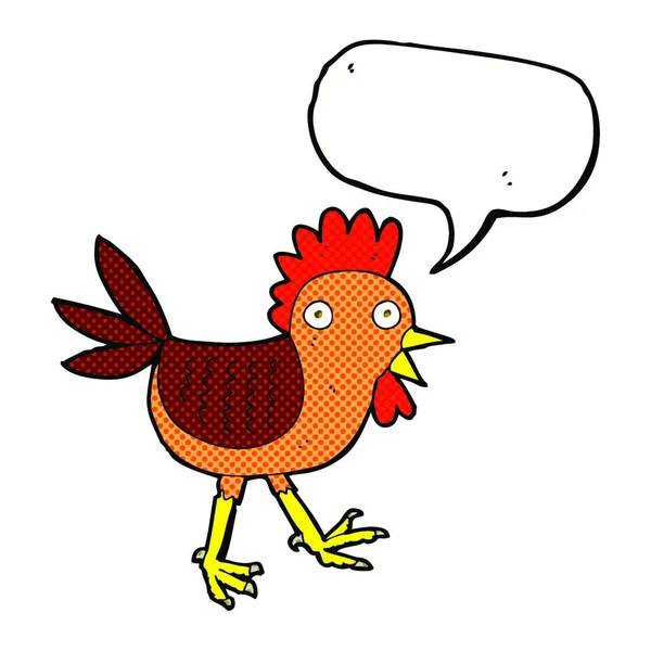 Funny Cartoon Chicken Speech Bubble — Stock Vector