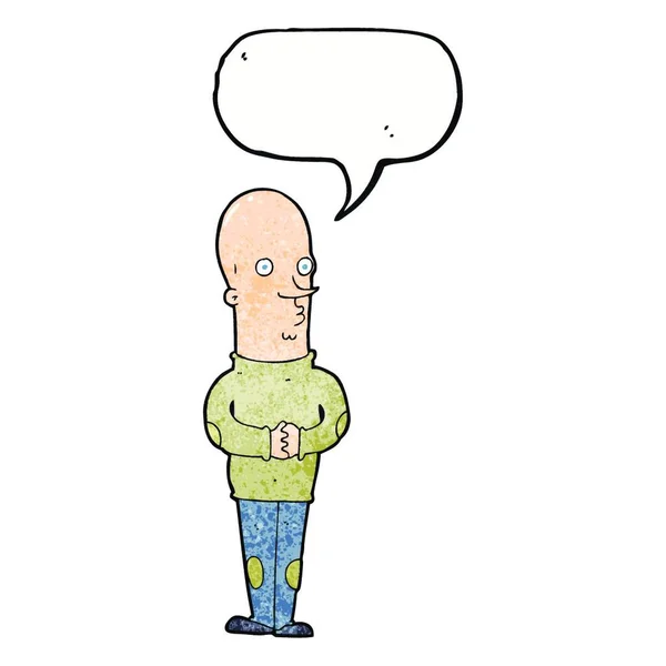 Γελοιογραφία Αστείο Φαλακρός Άνθρωπος Φούσκα Ομιλία — Διανυσματικό Αρχείο