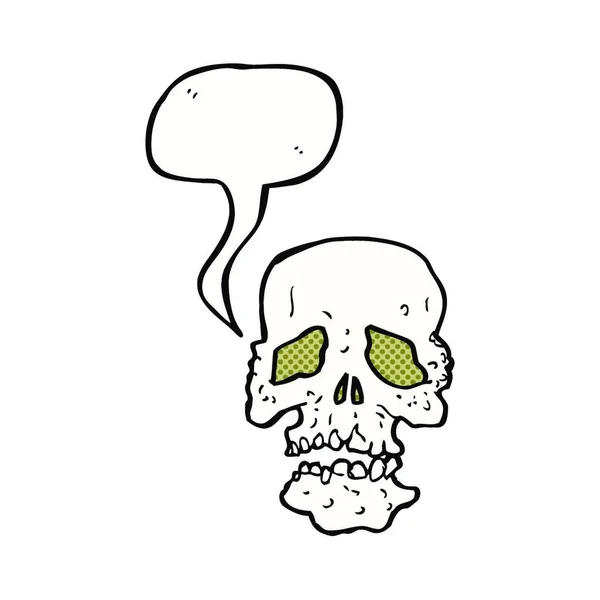 Calavera Dibujos Animados Con Burbuja Del Habla — Vector de stock