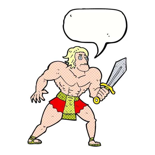 Cartoon Fantasia Herói Homem Com Bolha Fala — Vetor de Stock