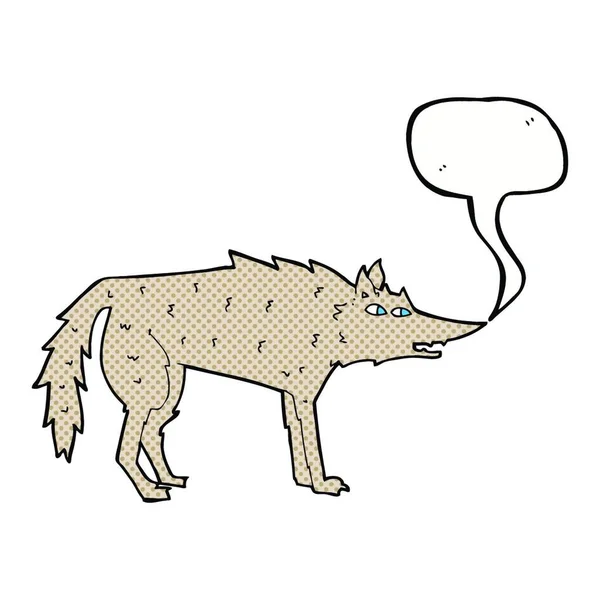 Мультяшный Волк Пузырьком Речи — стоковый вектор