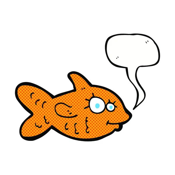 Desenho Animado Feliz Goldfish Com Bolha Fala — Vetor de Stock