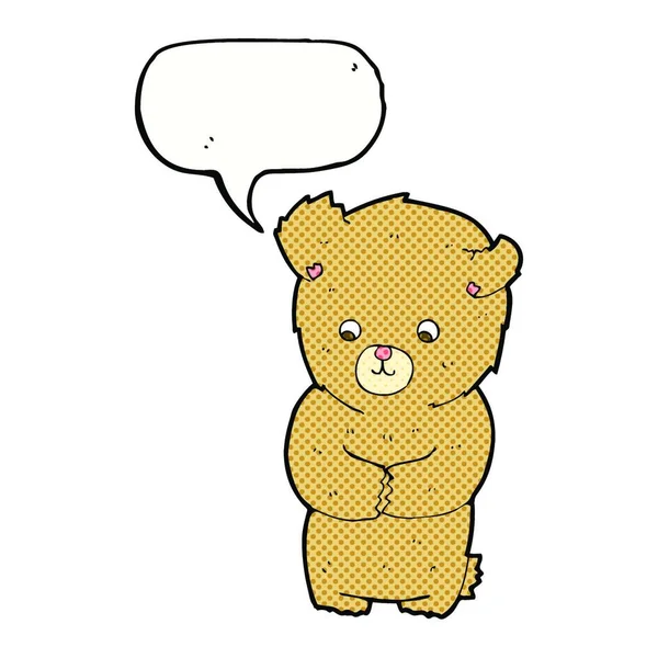 Niedlicher Cartoon Teddybär Mit Sprechblase — Stockvektor