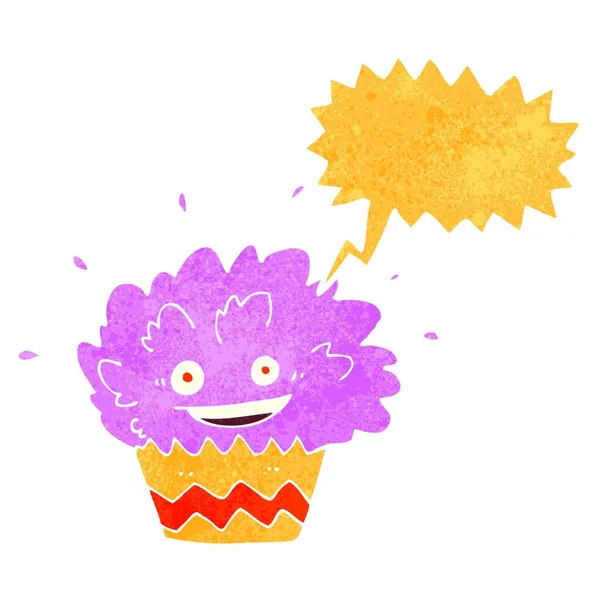Karikatura Explodující Cupcake Hlasovou Bublinou — Stockový vektor