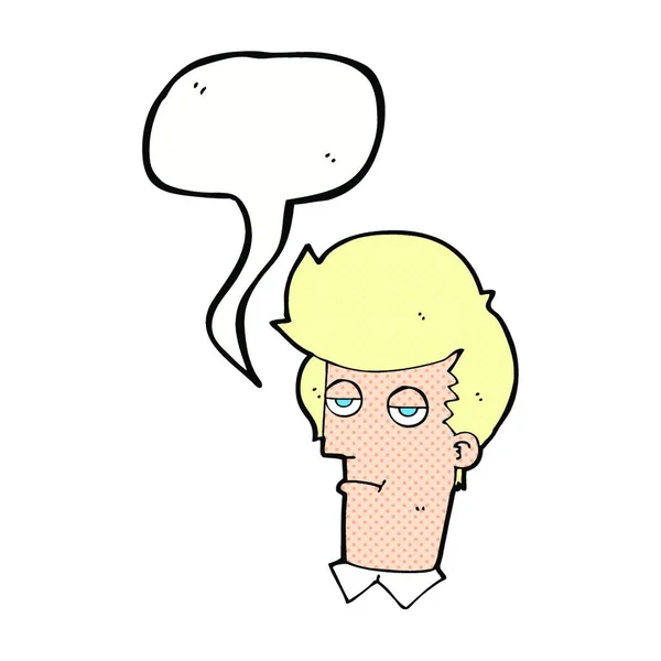 Cartone Animato Uomo Annoiato Con Bolla Discorso — Vettoriale Stock