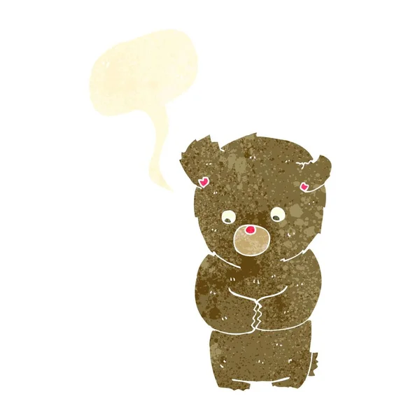 Urso Pelúcia Tímido Desenhos Animados Com Bolha Fala — Vetor de Stock