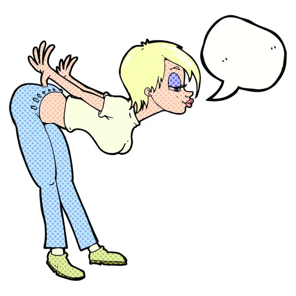 Cartoon Sexy Frau Mit Sprechblase — Stockvektor