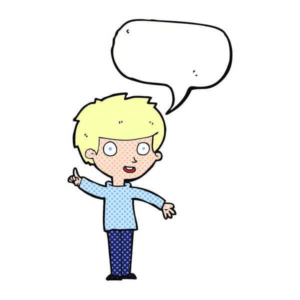 Cartoon Boy Idea Speech Bubble — Stock Vector