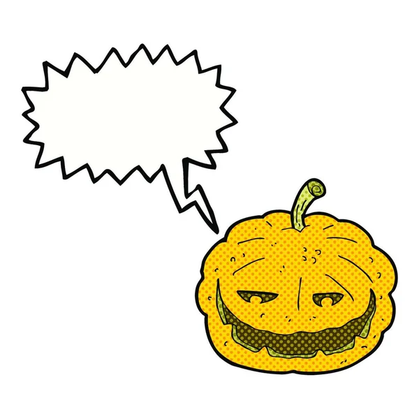 Rajzfilm Halloween Tök Beszéd Buborék — Stock Vector