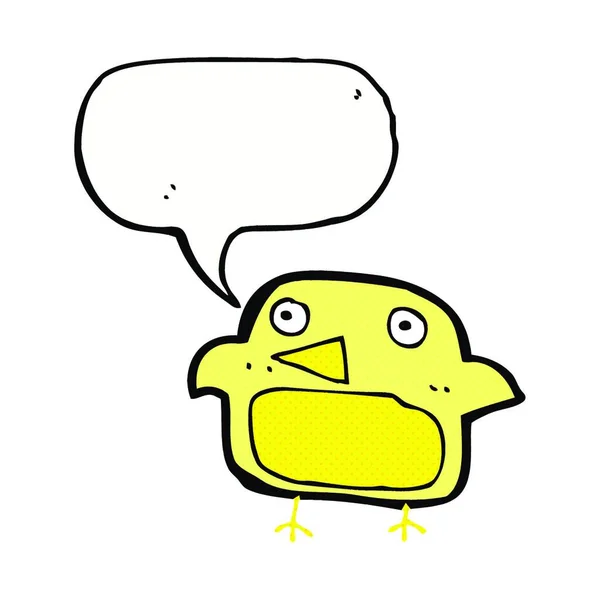 Pájaro Dibujos Animados Con Burbuja Del Habla — Vector de stock