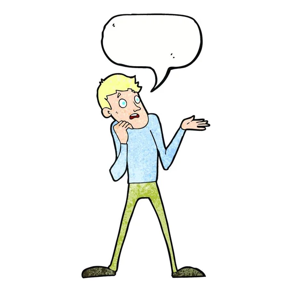 Cartoon Nervous Man Speech Bubble — Stock Vector