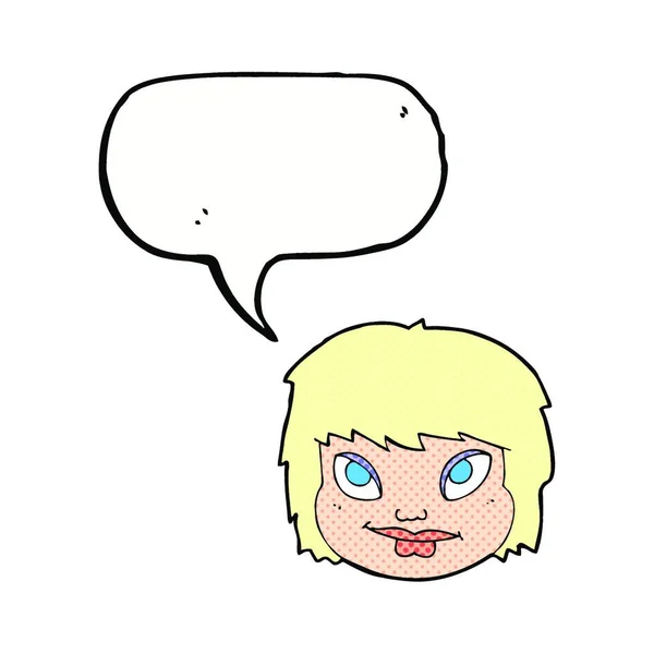 スピーチバブルを持つ漫画の女性の顔 — ストックベクタ
