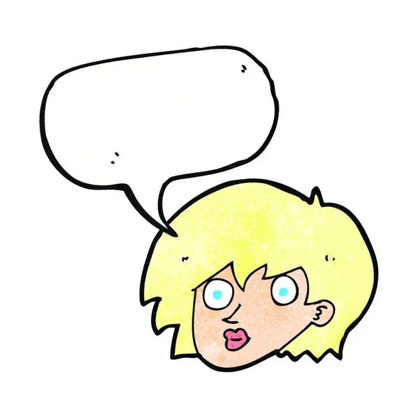 Cartoon Surprised Female Face Speech Bubble — Stock Vector