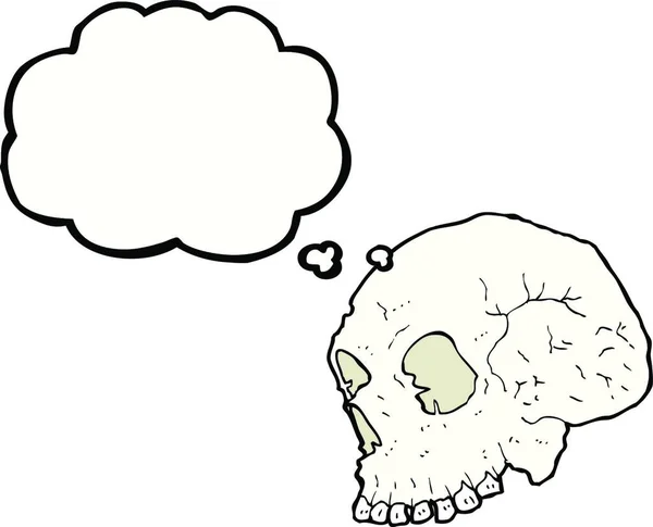 頭蓋骨のイラストと思考バブル — ストックベクタ