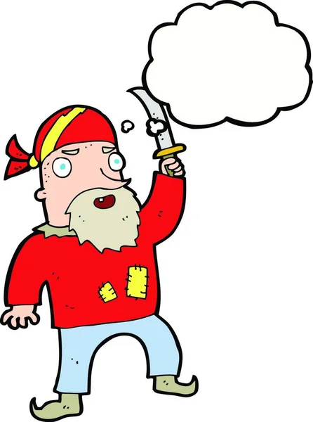 思考バブルを持つ漫画海賊 — ストックベクタ