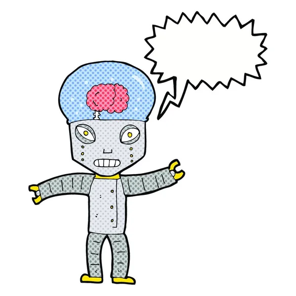 Grappige Cartoon Robot Met Spraakbel — Stockvector