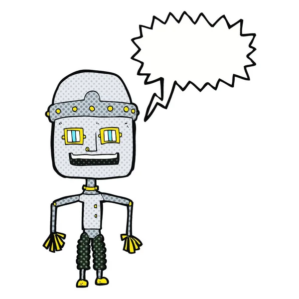 Rolig Tecknad Robot Med Tal Bubbla — Stock vektor
