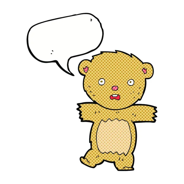 Tekenfilm Geschokt Teddybeer Met Spraakbel — Stockvector