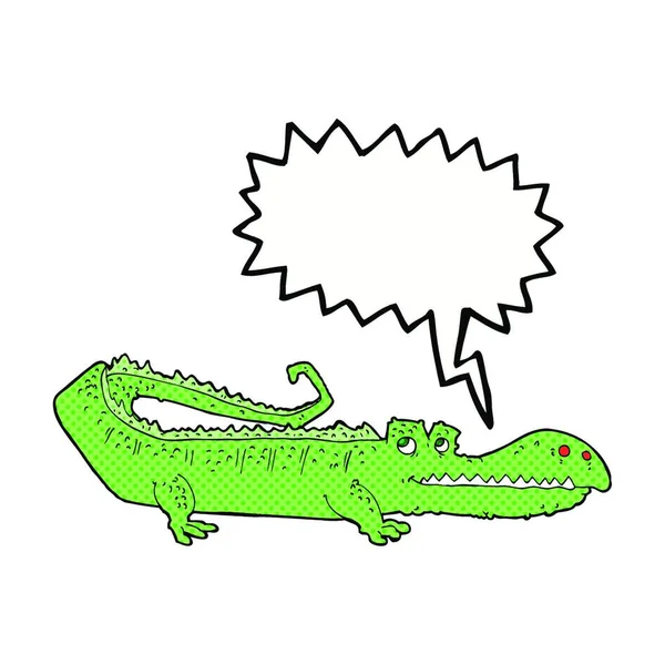 Kreskówkowy Krokodyl Bańką Mowy — Wektor stockowy