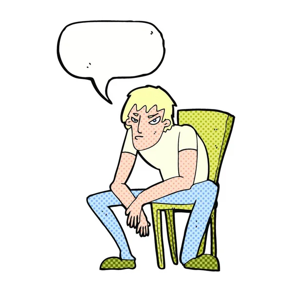 Kartun Pria Kecewa Dengan Gelembung Bicara - Stok Vektor