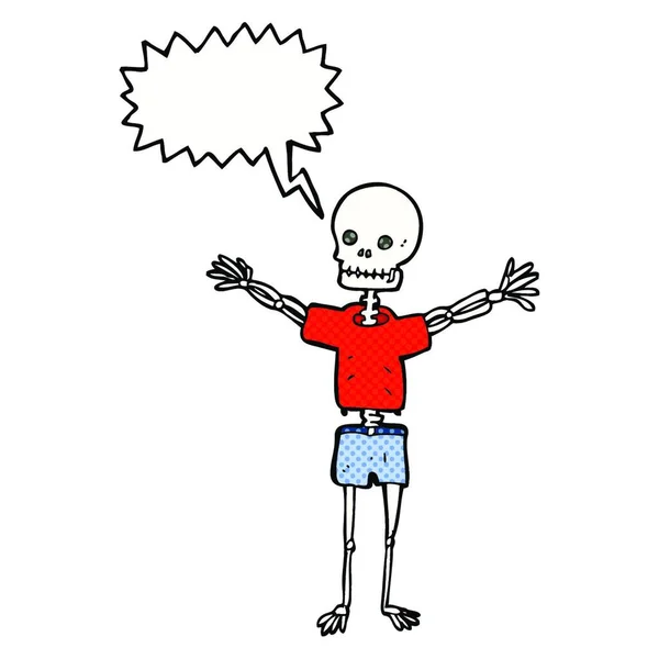 Cartoon Skeleton Clothes Speech Bubble — Stock Vector