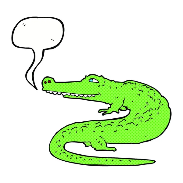 Crocodilo Dos Desenhos Animados Com Bolha Fala — Vetor de Stock