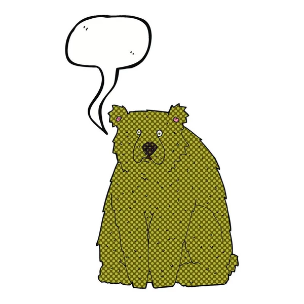 Urso Engraçado Desenhos Animados Com Bolha Fala — Vetor de Stock