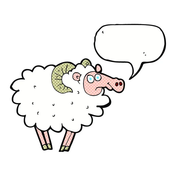 Cartoon Ram Met Spraakbel — Stockvector