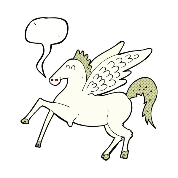 Kartun Pegasus Dengan Gelembung Ucapan - Stok Vektor
