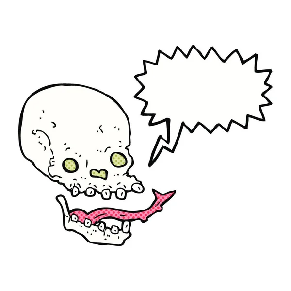 Calavera Espeluznante Dibujos Animados Con Burbuja Del Habla — Archivo Imágenes Vectoriales