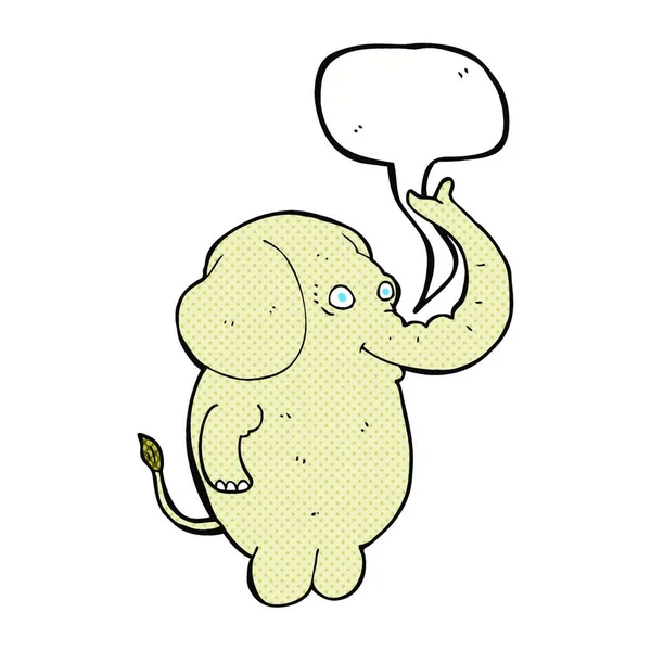 Cartoon Grappige Olifant Met Spraakbel — Stockvector