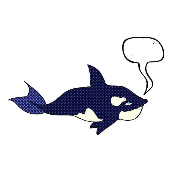 Baleia Assassina Desenhos Animados Com Bolha Fala — Vetor de Stock