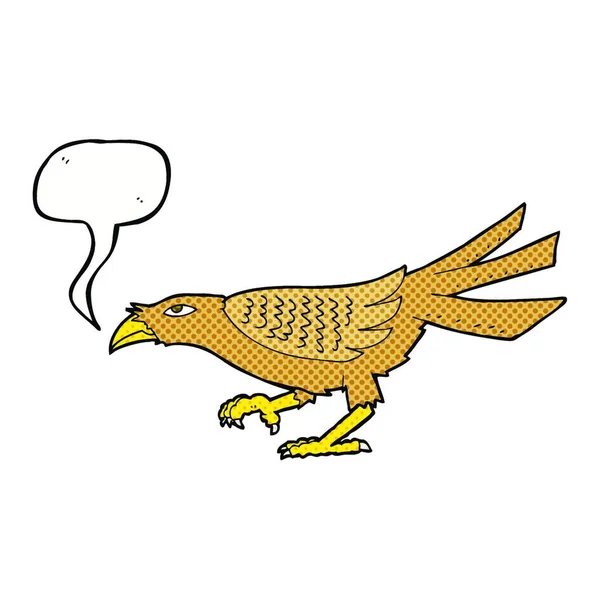 Tecknad Fågel Med Pratbubbla — Stock vektor