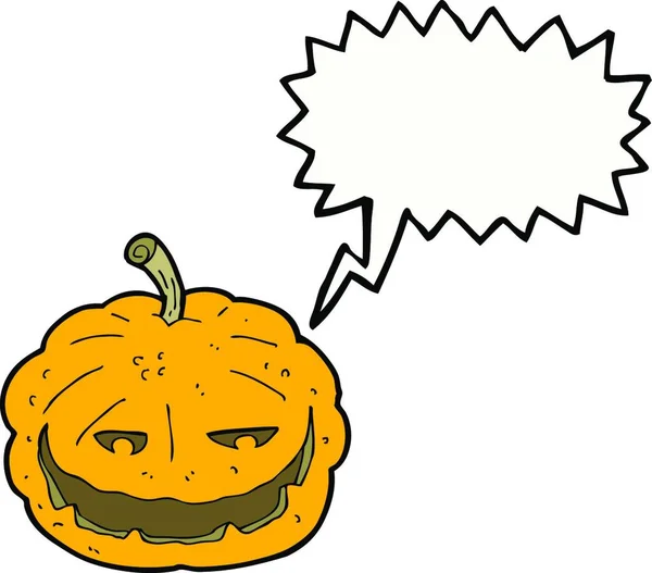 Dessin Animé Halloween Citrouille Avec Bulle Parole — Image vectorielle