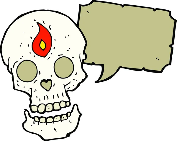 Crânio Místico Desenhos Animados Com Bolha Fala — Vetor de Stock