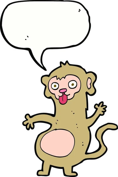 Macaco Engraçado Dos Desenhos Animados Com Bolha Fala —  Vetores de Stock