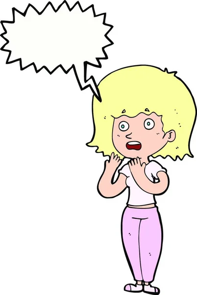Dessin Animé Femme Choquée Avec Bulle Parole — Image vectorielle