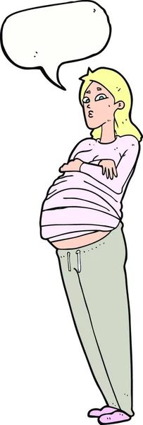 Dibujos Animados Mujer Embarazada Con Burbuja Del Habla — Archivo Imágenes Vectoriales
