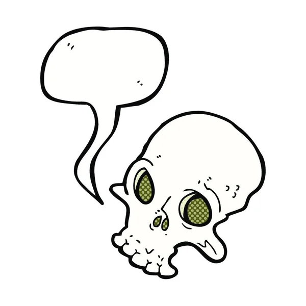 Calavera Espeluznante Dibujos Animados Con Burbuja Del Habla — Vector de stock