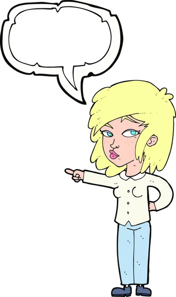卡通片中带有言语泡沫的女人 — 图库矢量图片